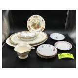 GROUP OF VINTAGE SERVING PIECES LARGE OVAL TRAYS B