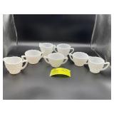 GROUP OF MILK GLASS CREAM AND SUGAR DISHES