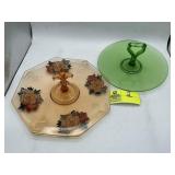 PAIR OF DEPRESSION GLASS SERVING TRAYS WITH CENTER