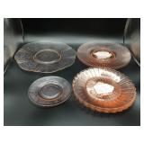 GROUP OF PINK GLASS DINNERWARE SOME APPEARS TO BE
