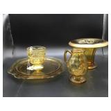 GROUP OF YELLOW DEPRESSION-ERA GLASS SERVING PIECE