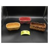 GROUP OF THREE CERAMIC PLANTERS TWO MARKED USA ONE