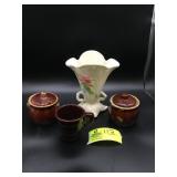 GROUP OF VINTAGE HULL POTTERY TWO SUGAR DISHES ONE