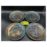 GROUP OF FOUR FENTON AMETHYST CARNIVAL GLASS CHRIS