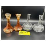 PAIR OF VINTAGE IRIDESCENT MARIGOLD CARNIVAL GLASS