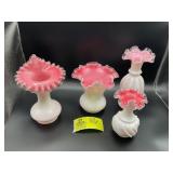 GROUP OF FOUR APPEAR TO BE FENTON PEACH CREST OR S