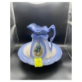 LARGE GAINSBOROUGH BLUE BOY IRONSTONE PITCHER AND
