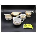 GROUP OF MISCELLANEOUS WHITE AND GOLD SERVING PIEC
