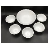 GROUP OF VINTAGE WEAVE TEX INDIANA GLASS BASKET WE