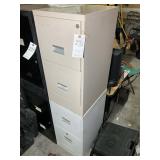 PAIR OF TWO DRAWER METAL FILING CABINETS, TAN