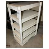 WHITE PLASTIC FIVE TIER STORAGE SHELF APPROXIMATEL