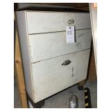 THREE DRAWER ROLLING WOODEN CABINET APPROXIMATELY