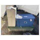 LARGE GROUP OF CHRISTMAS DECORATIONS, TOTES, ARTIF