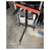 MISC GROUP INCLUDING WOODEN BAR STOOL, ROLLING CAR