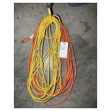 PAIR OF EXTENSION CORDS ONE ORANGE ONE YELLOW