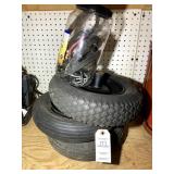 GROUP INCLUDING WHEELBARROW TIRES AND BUNGEE CORDS