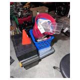 GROUP OF MISC STORAGE CONTAINERS, PLASTIC TOTES, T