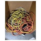 LARGE GROUP OF MISC EXTENSION CORDS SOME DAMAGE SO