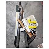 GROUP OF LAWN TOOLS, PRINTERS, LOPPERS, SPRAY NOZZ