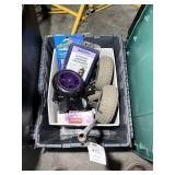 TOTE WITH MISC ITEMS INCLUDING WHEELS, ORGANIZERS
