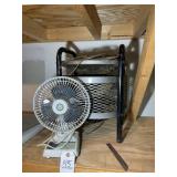 VINTAGE FAN STOOL AND SMALL DESK FAN