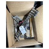 BOX WITH MISC SOCKETS, WRENCHES, RATCHETS ETC