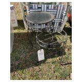 PAIR OF FOLDING CHAIRS AND PATIO TABLES