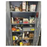 CONTENTS OF METAL CABINET CLEANER MASKS LUBRICANT