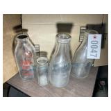 GROUP OF VINTAGE GLASS MILK BOTTLES