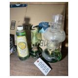 PAIR OF OIL LAMPS AND OIL