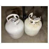 PAIR OF PROPANE TANKS, 20LB, ONE PARTIAL