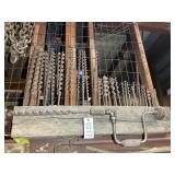 GROUP INCLUDING VINTAGE HAND BRASE DRILL BIT DRILL