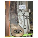 GROUP OF VINTAGE TOOLS, HAND SAW, SPECIALTY WRENCH