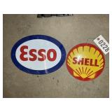 PAIR OF ENAMEL SIGNS, SHELL, ESSO, 8 IN DIAMETER A