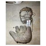 VINTAGE CATCHERS MASK AND GLOVE