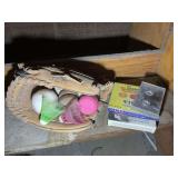 GROUP OF SPORTING EQUIPMENT, BASEBALL GLOVE BASKET