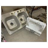 GROUP INCLUDING DOUBLE BOWL STAINLESS STEEL KITCHE