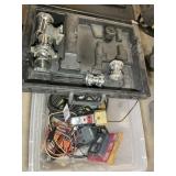 TOTE WITH ASSORTED AUTOMOTIVE ITEMS, BATTERY TESTE