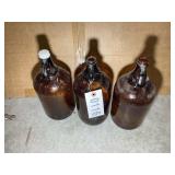 GROUP OF THREE BROWN JUGS ONE MARKED CLOROX