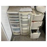 GROUP OF 3 ROLLING PLASTIC STORAGE CONTAINERS WITH