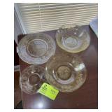 GROUP OF VINTAGE YELLOW SERVING DISHES, PLATES, BO