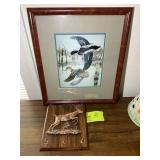 PAIR OF WILDLIFE THEMED ITEMS DEER KEY HOOK, PRINT