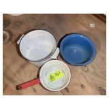 GROUP OF ENAMEL POTS, APPROX 8 IN