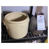 STONEWARE CROCK 7.5 IN AND MCCOY COOKIE JAR [NO LI