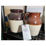 GROUP INCLUDING STONEWARE PITCHER 8.5 IN TALL AND