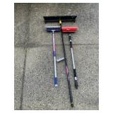 GROUP OF BRUSHES AND BROOMS