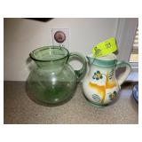 ZELL AM HARMERSBACH PITCHER AND GREEN GLASS PITCHE