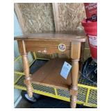 WOODEN SIDE TABLE, 20 IN X 28 IN X 22 IN