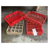 GROUP OF COCA-COLA CRATES AND WOOD CRATE