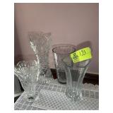 GROUP OF CLEAR GLASS VASES